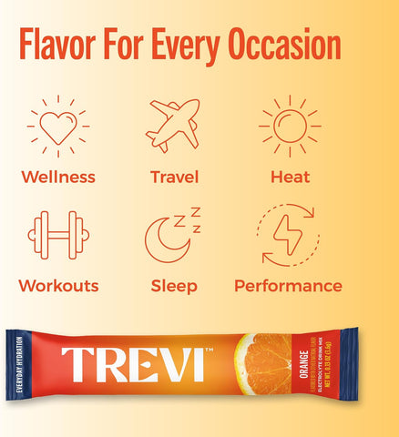 TREVI Electrolytes Powder Packets, Sugar Free Hydration, Orange 20 Pack