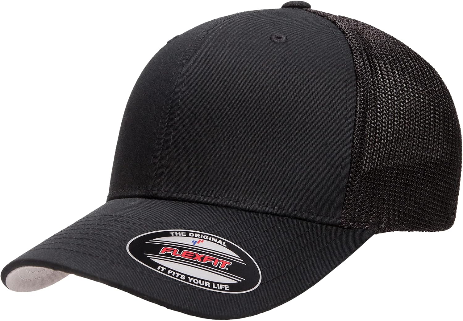 Flexfit 6511 Fitted Mid-Profile Stretchable Mesh Panels Trucker Cap