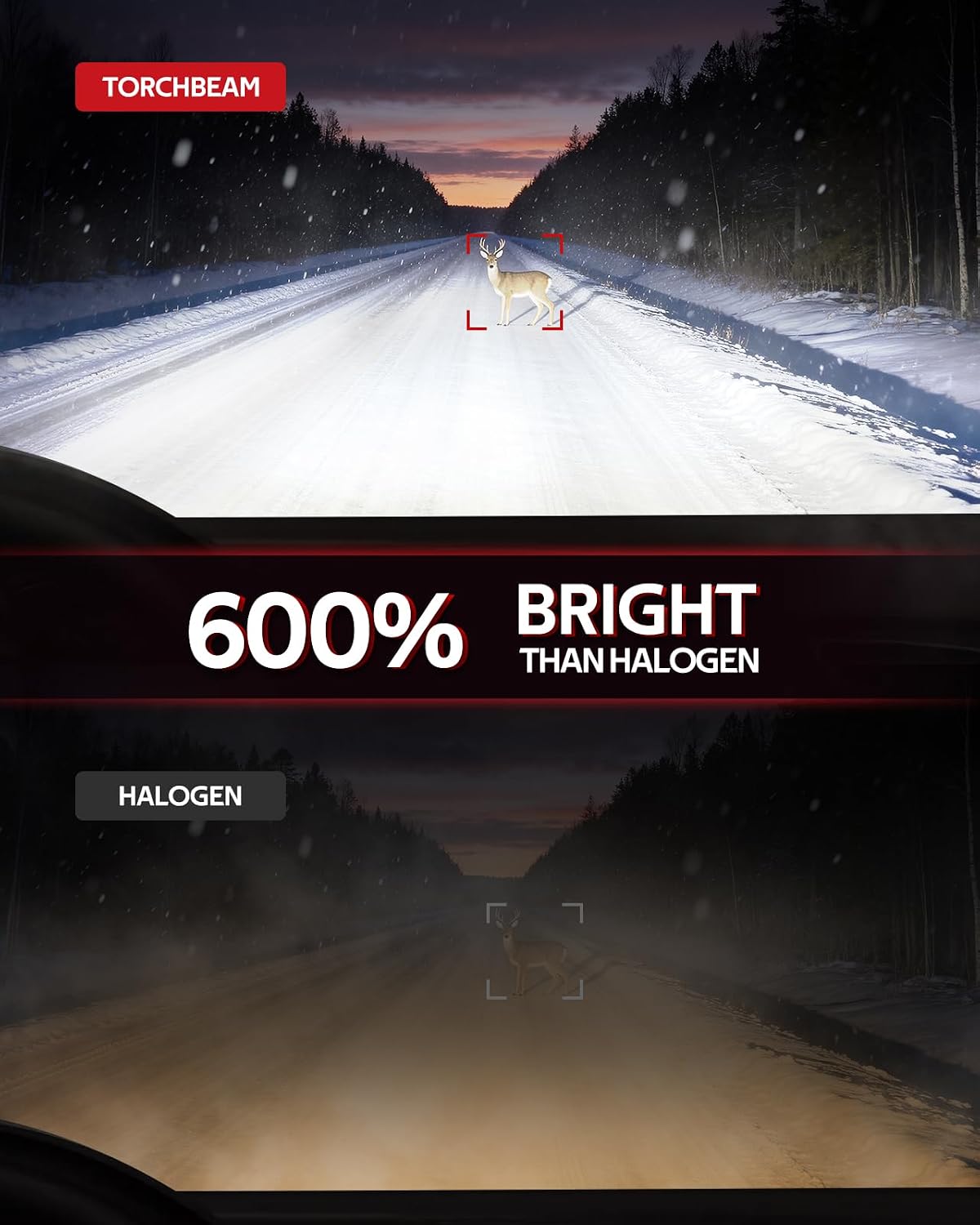 Torchbeam H10/9145 LED Fog Light Bulbs, 12000Lumens Upgrade, 600% Brightness H10 LED Fog Lights, 1:1 Replacement For Cars,Trucks,and SUVs,3-Minute Quick Installation,Pack of 2