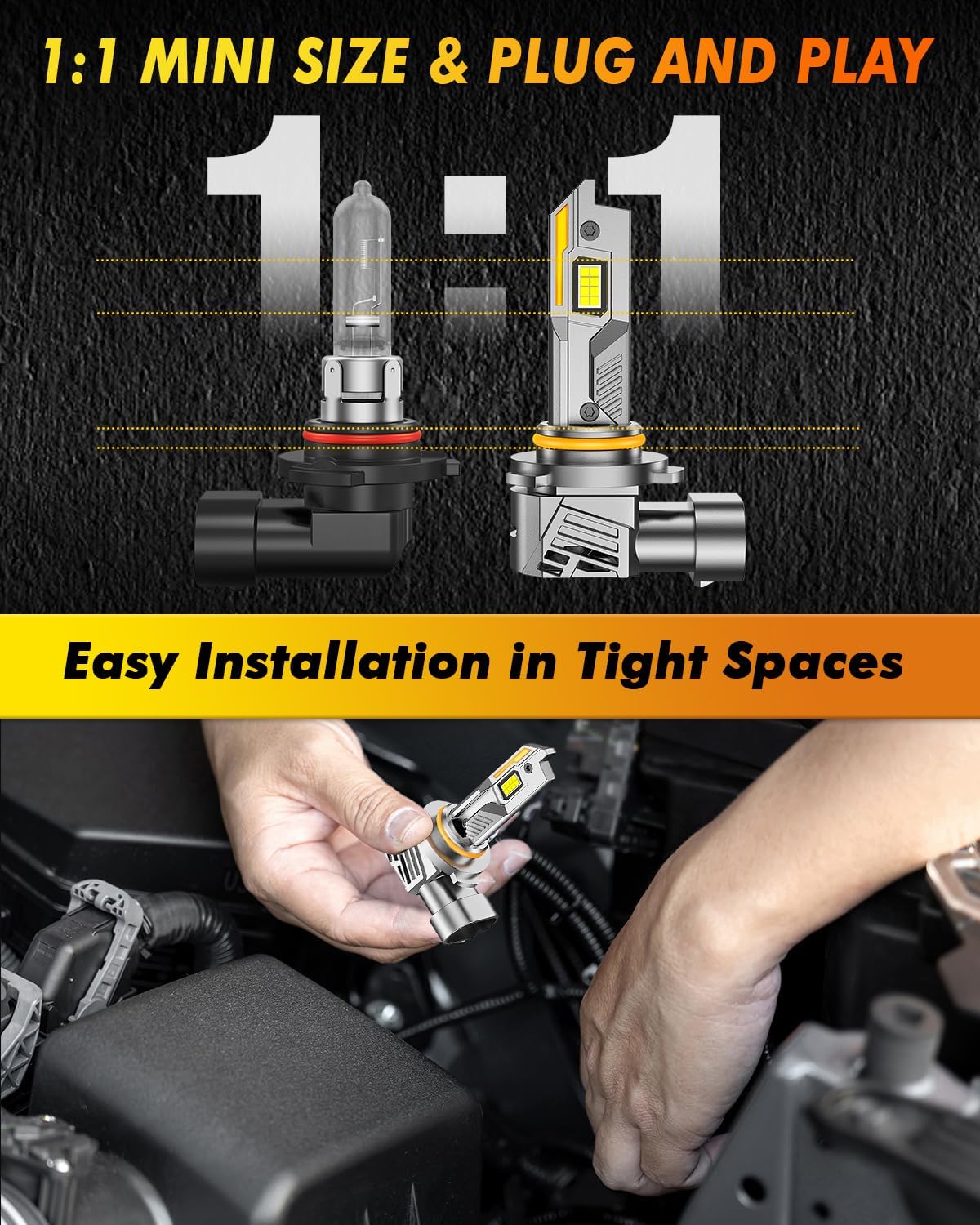 Termitor H11/H8/H9 & 9005/HB5 Light Bulbs Combo, 100,000LM 12X Ultra-Bright