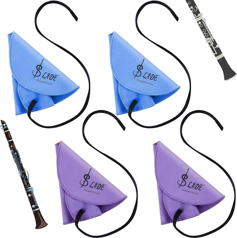 Yinder 4 Clarinet Swab Cloth Clarinet Cleaner Cleaning,Blue and Purple
