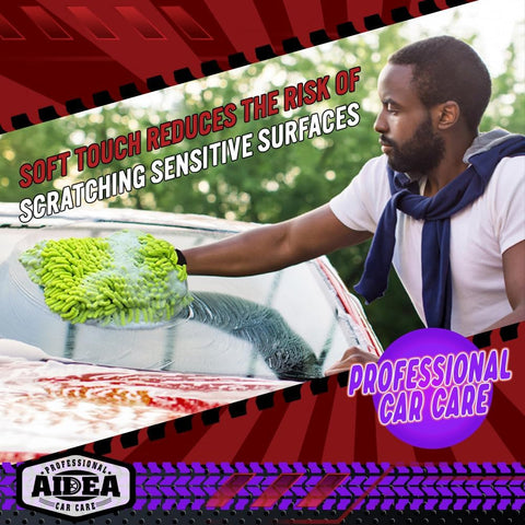AIDEA Car Wash Mitt Microfiber-2PK, Car Wash Brush, Green, 7.12''X10.14''