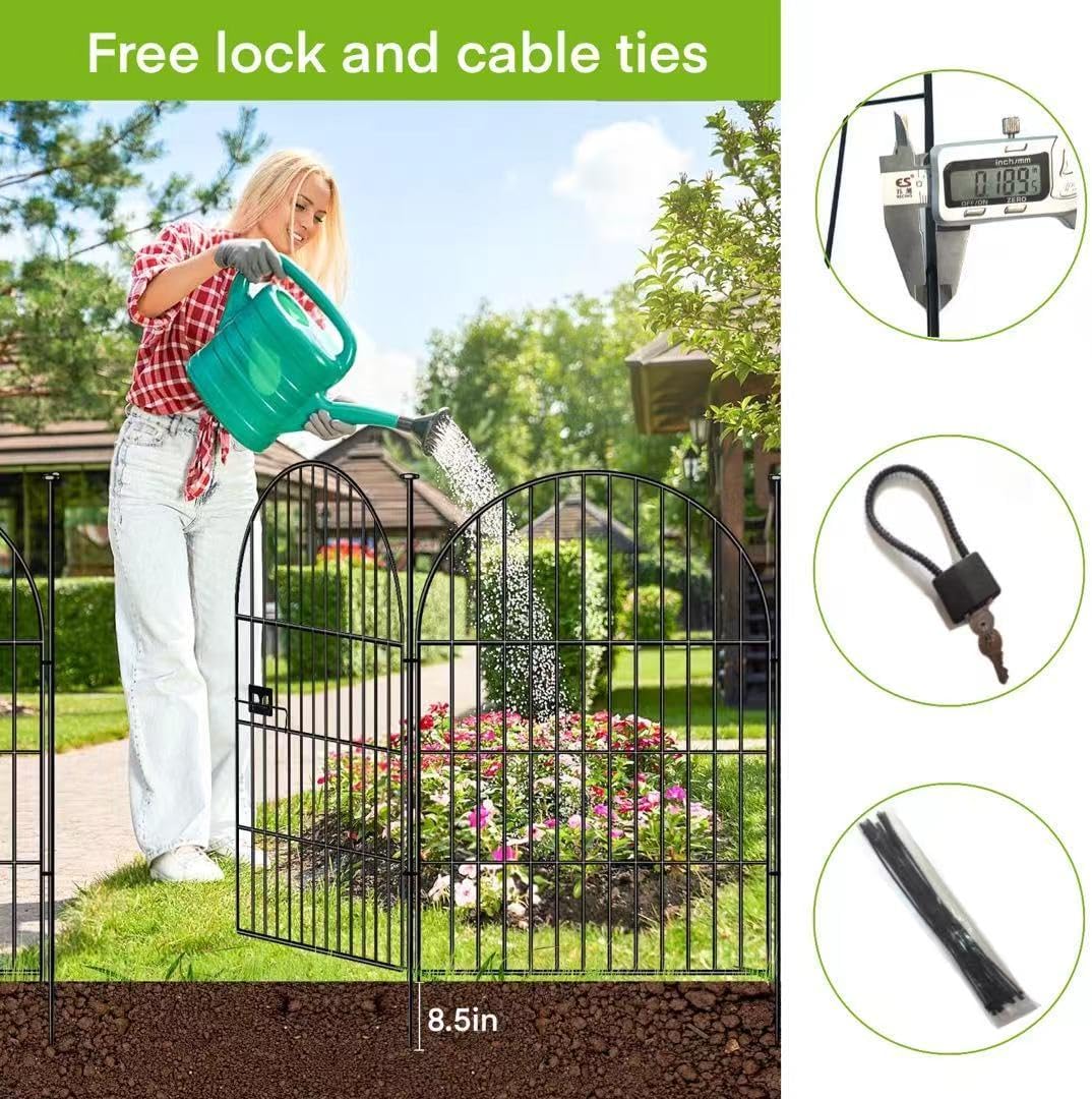 ADAVIN 32in Garden Fence Animal Barrier, 8 Panels Fencing for Dogs