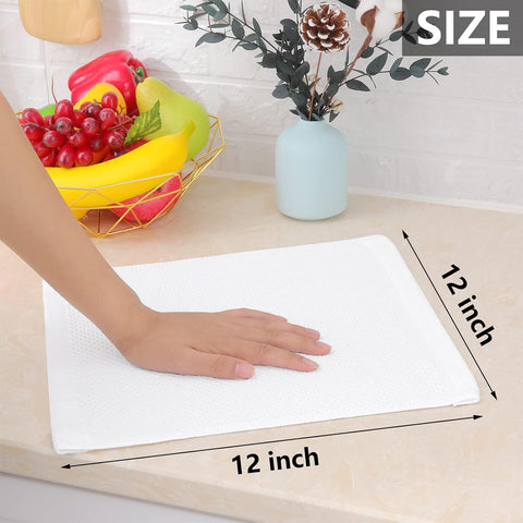 Homaxy 100% Cotton Waffle Weave Kitchen Dish Cloths 12-Pack, White