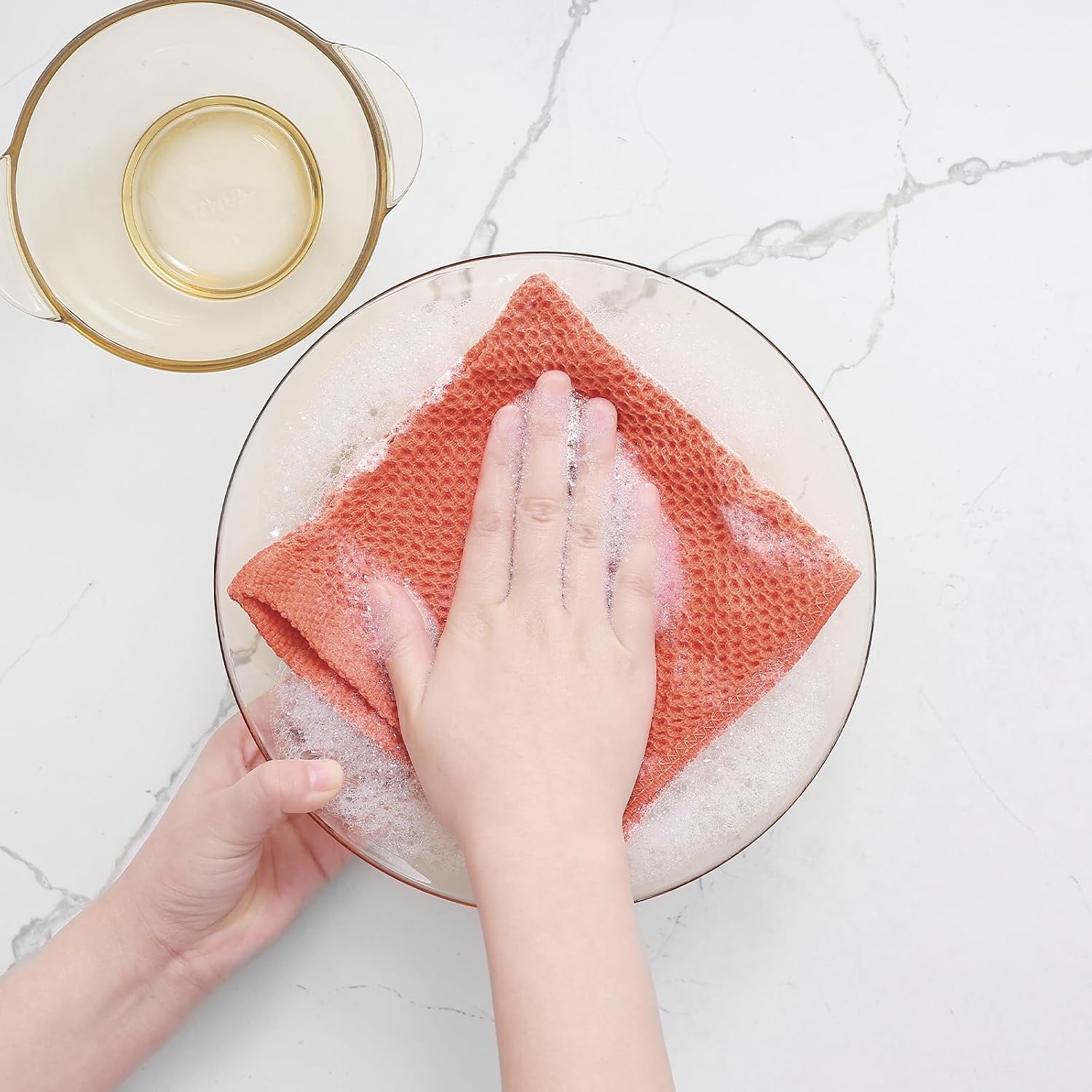Homaxy 100% Cotton Waffle Weave Kitchen Dish Cloths 12-Pack, Coral