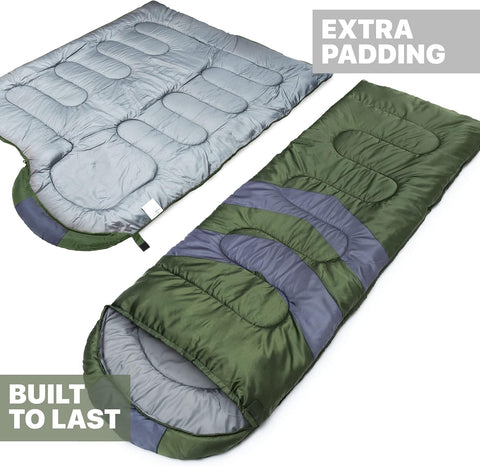 MalloMe Sleeping Bags for Adults Cold Weather & Warm - Backpacking Camping Sleeping Bag for Kids, Girls, Boys - Lightweight Camping Essentials Gear Accessories Hiking Sleep Must Haves Single & Double