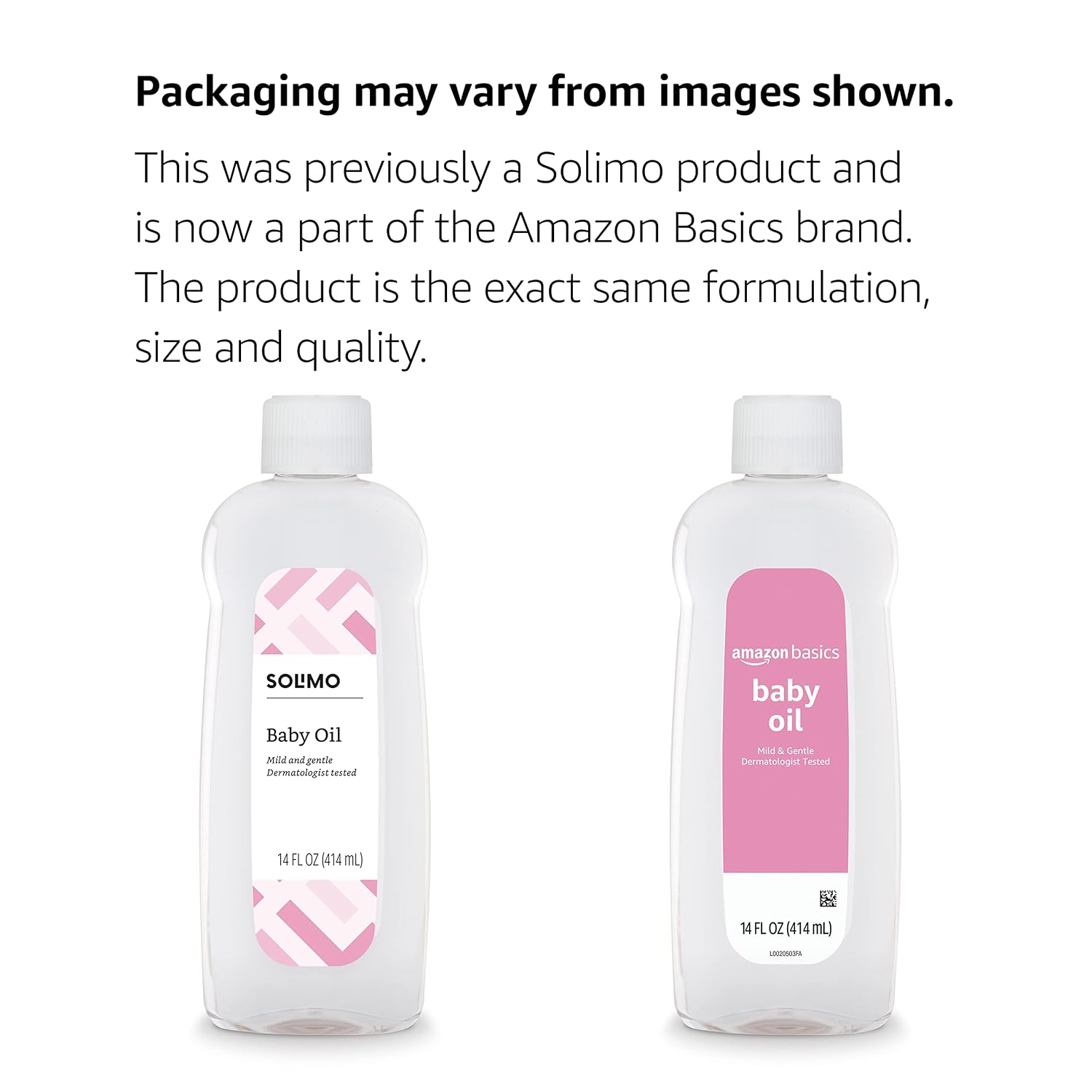 Amazon Basics Baby Oil, Mild & Gentle, Dermatologist Tested, Prevents Moisture Loss, Dry Skin Relief, 14 fl oz, 4-Pack (Previously Solimo)