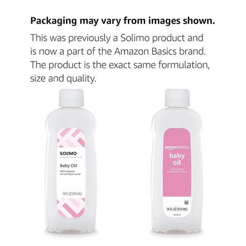 Amazon Basics Baby Oil, Mild & Gentle, Dermatologist Tested, Prevents Moisture Loss, Dry Skin Relief, 14 fl oz, 4-Pack (Previously Solimo)
