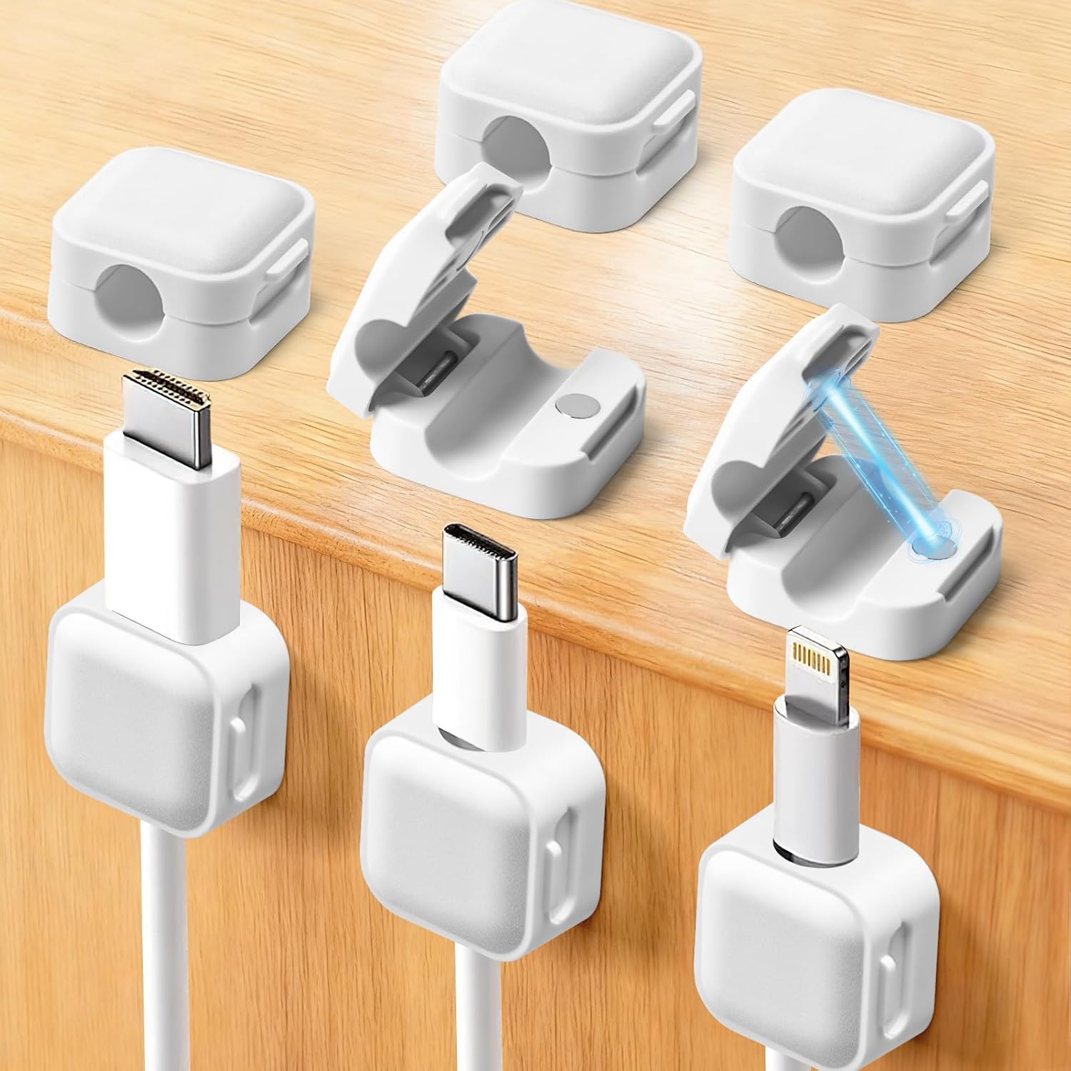 Art3d 8-Pack Magnetic Cable Clips, Cord Organizer, Office Cable Management