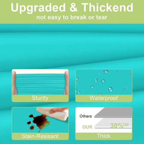 QIKSION 12 Pack Teal Plastic Tablecloth, Turquoise Table Cloth Disposable