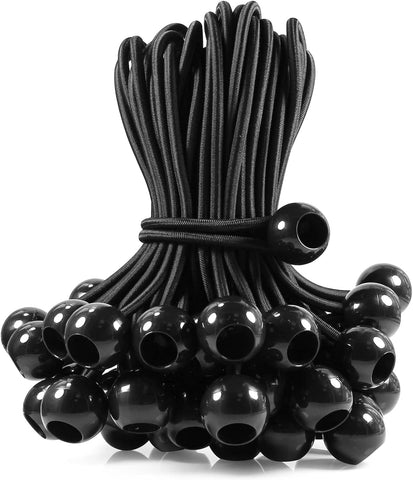 Ball Bungee Cords 9 inch Black, 50-Piece