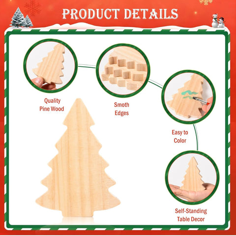 AWIZOM 12 Pcs Christmas Tree Wooden Cutouts Unfinished Wood Signs Blocks