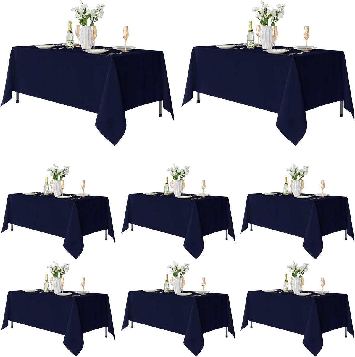 Fitable 8 Pack Navy Tablecloths 70x108 Inch for 6 Ft Rectangle Tables