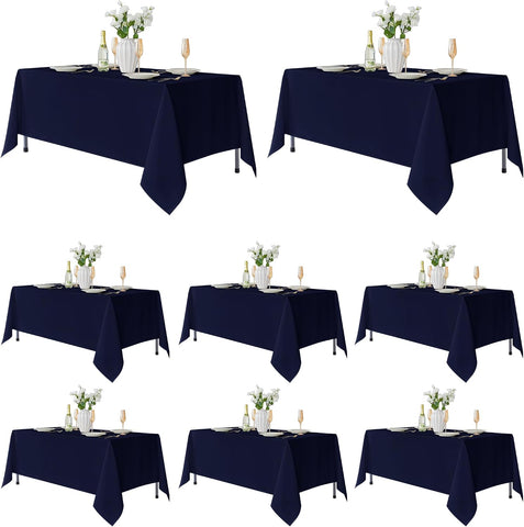 Fitable 8 Pack Navy Tablecloths 70x108 Inch for 6 Ft Rectangle Tables
