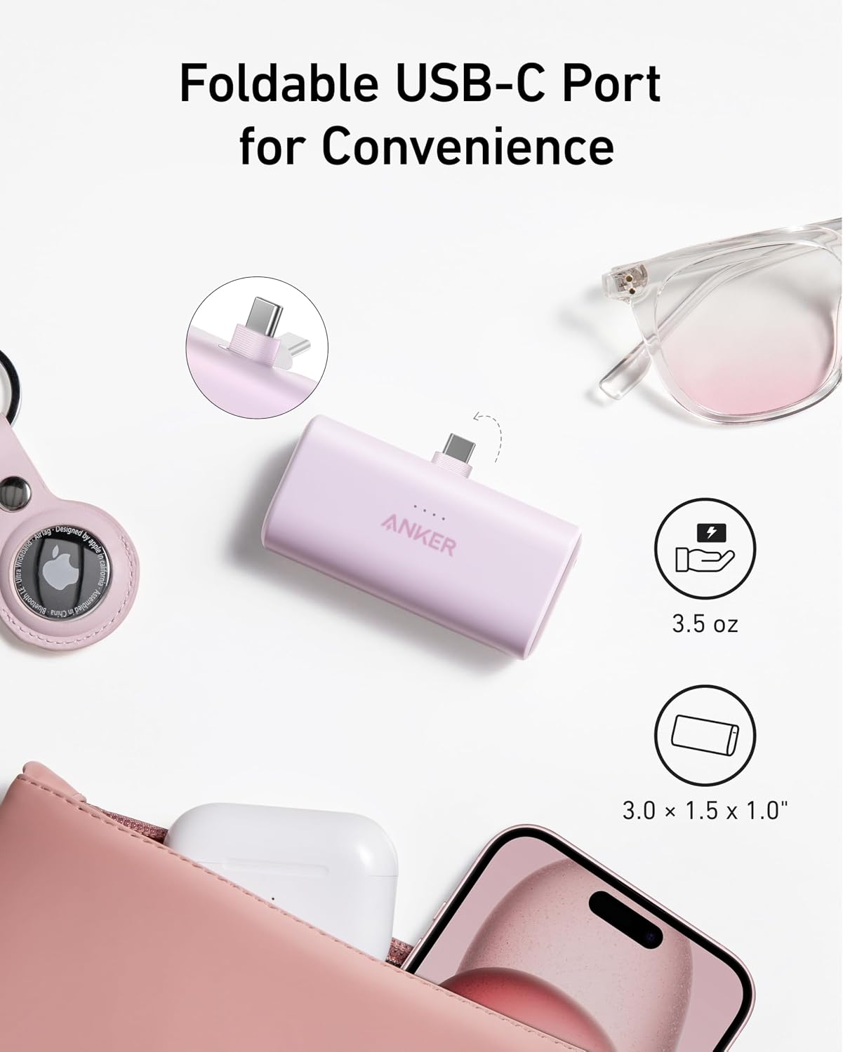 Anker Nano Power Bank,5,000mAh Portable Charger, Built-in USB-C Connector
