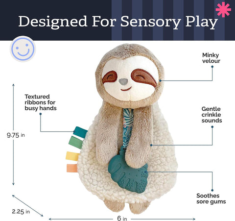Itzy Ritzy Lovey Including Teether, Teething Relief, 0 Months & Up (Sloth)