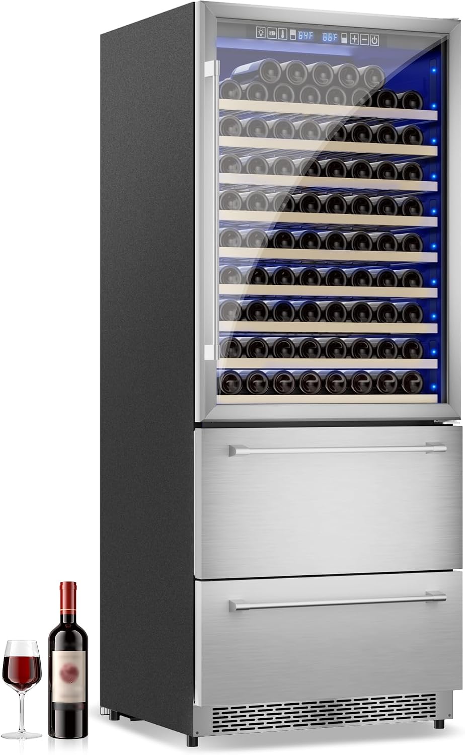 24 Inch 2-in-1 Wine & Beverage Refrigerator, Dual Zone Wine Cooler