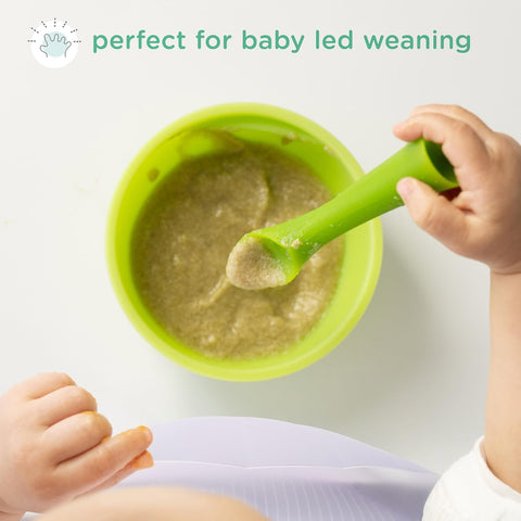 Olababy Silicone Baby Spoons, Baby Led Weaning, 2pk (Coral/Lilac)