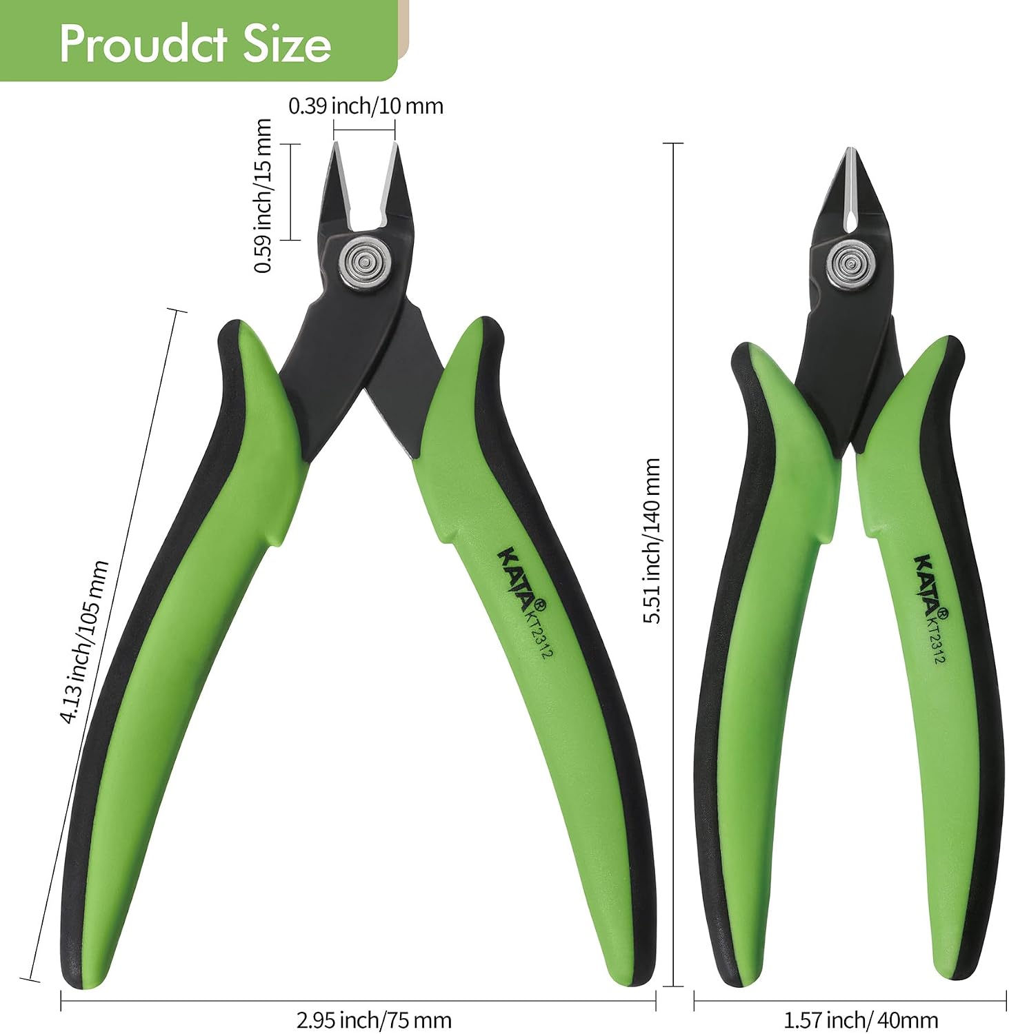 KATA Mini Flush Cutters, 5 Inch Precision Wire Cutter Plier for Electronics