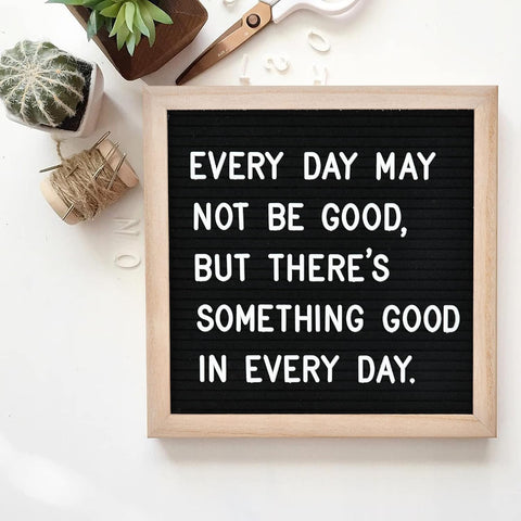 Veskaoty Felt Letter Board with 294 Letters, 10 x 10 Inch, Black & Wood