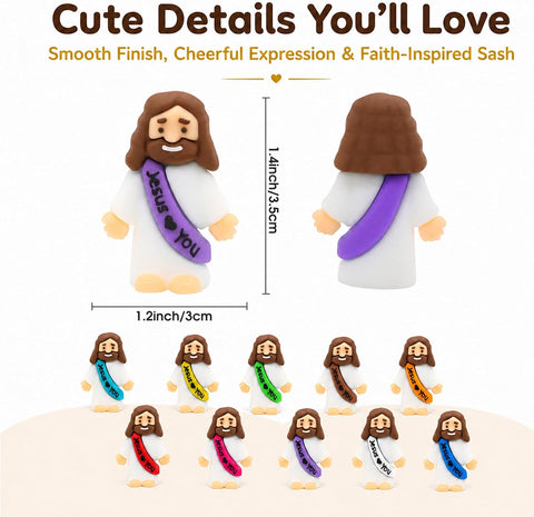 36 Pack Little Jesus Figurines in Bulk, Jesus Loves You Figures, Small Jesus Figurines, Tiny Jesus Figures for Church Christmas Party Favors Religious Easter Gifts for Egg Stuffers