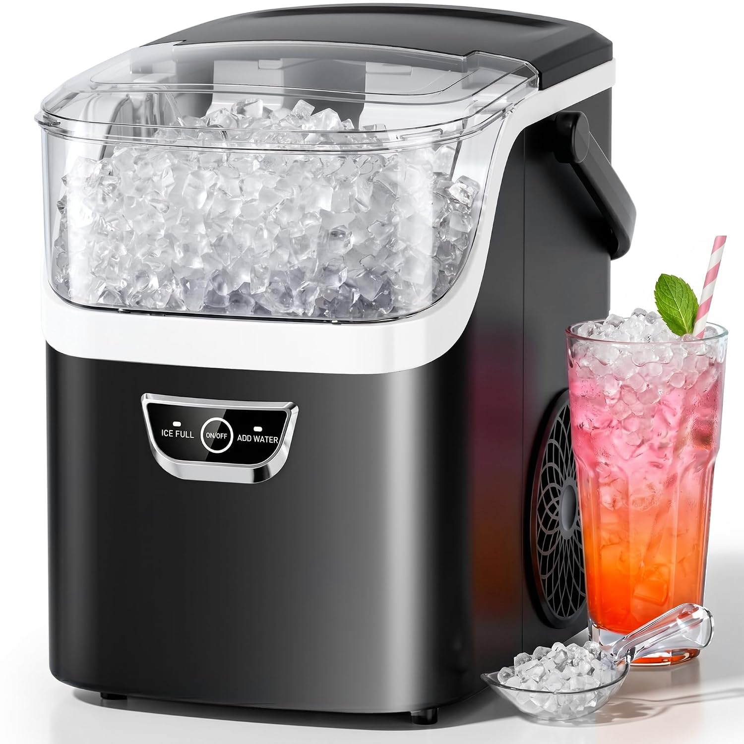 AGLUCKY Nugget Ice Makers Countertop, 35lbs/Day Crushed Ice Machine