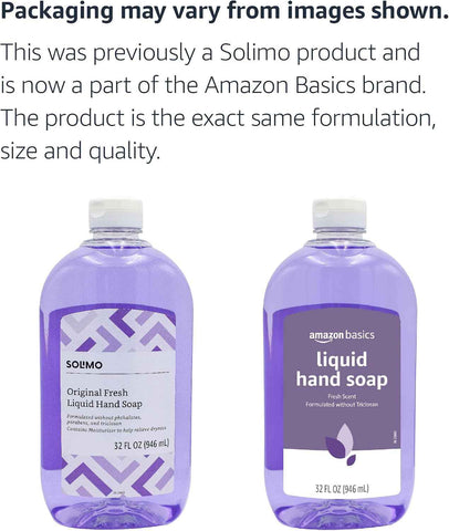 Amazon Basics Original Fresh Liquid Hand Soap, Moisturizing Formula, Phthalate & Paraben-Free, 32 Fl Oz (Pack of 2) (Previously Solimo)