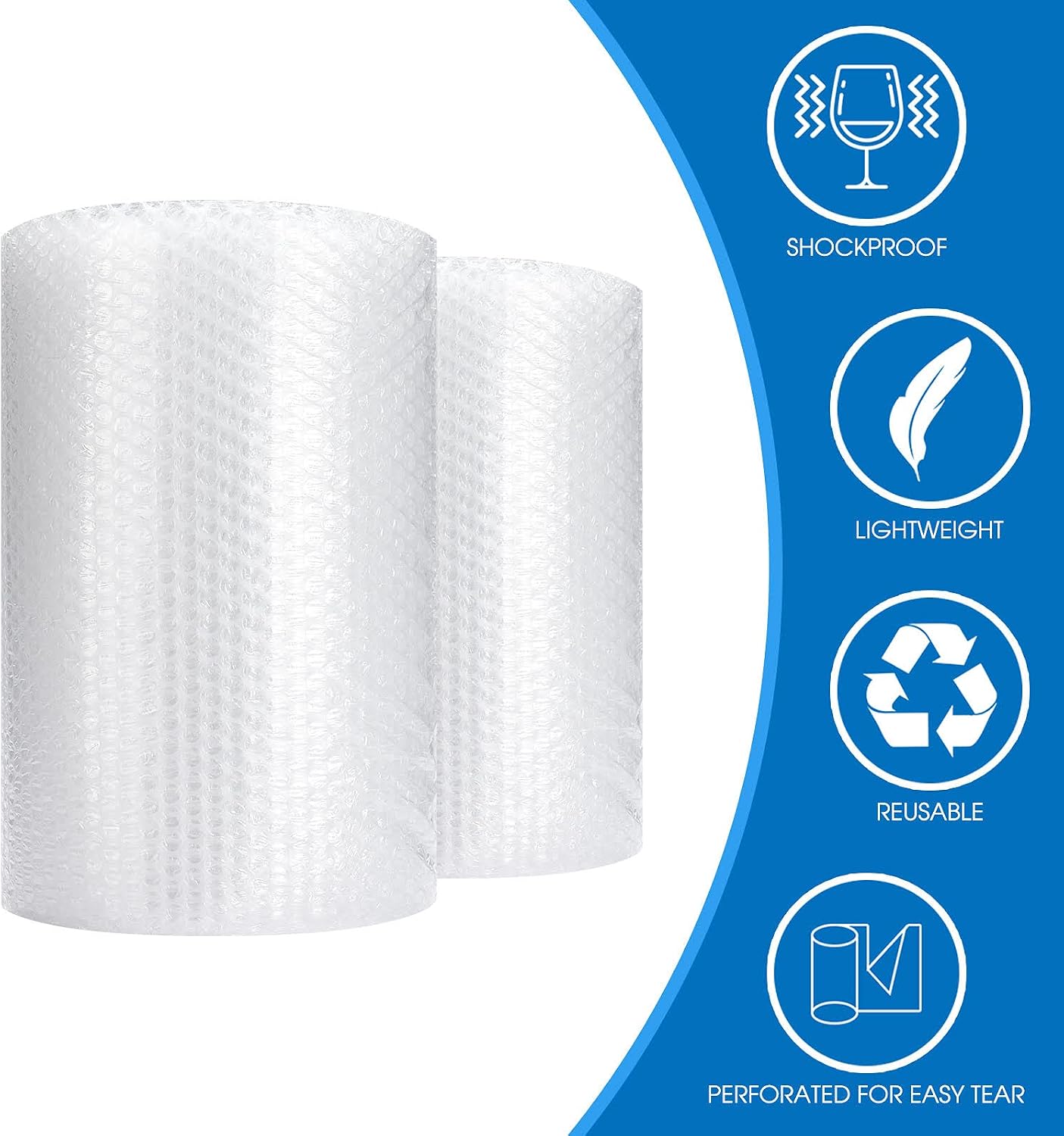 Bubble Cushioning Wrap Roll, Sumono 12 Inch x 72 Feet Total [2 Rolls of 36 Feet] Bubble Roll Perforated 12 Inch Included 20 Fragile Sticker Label