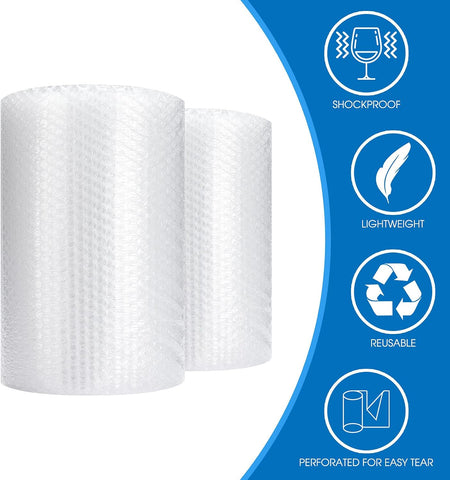 Bubble Cushioning Wrap Roll, Sumono 12 Inch x 72 Feet Total [2 Rolls of 36 Feet] Bubble Roll Perforated 12 Inch Included 20 Fragile Sticker Label
