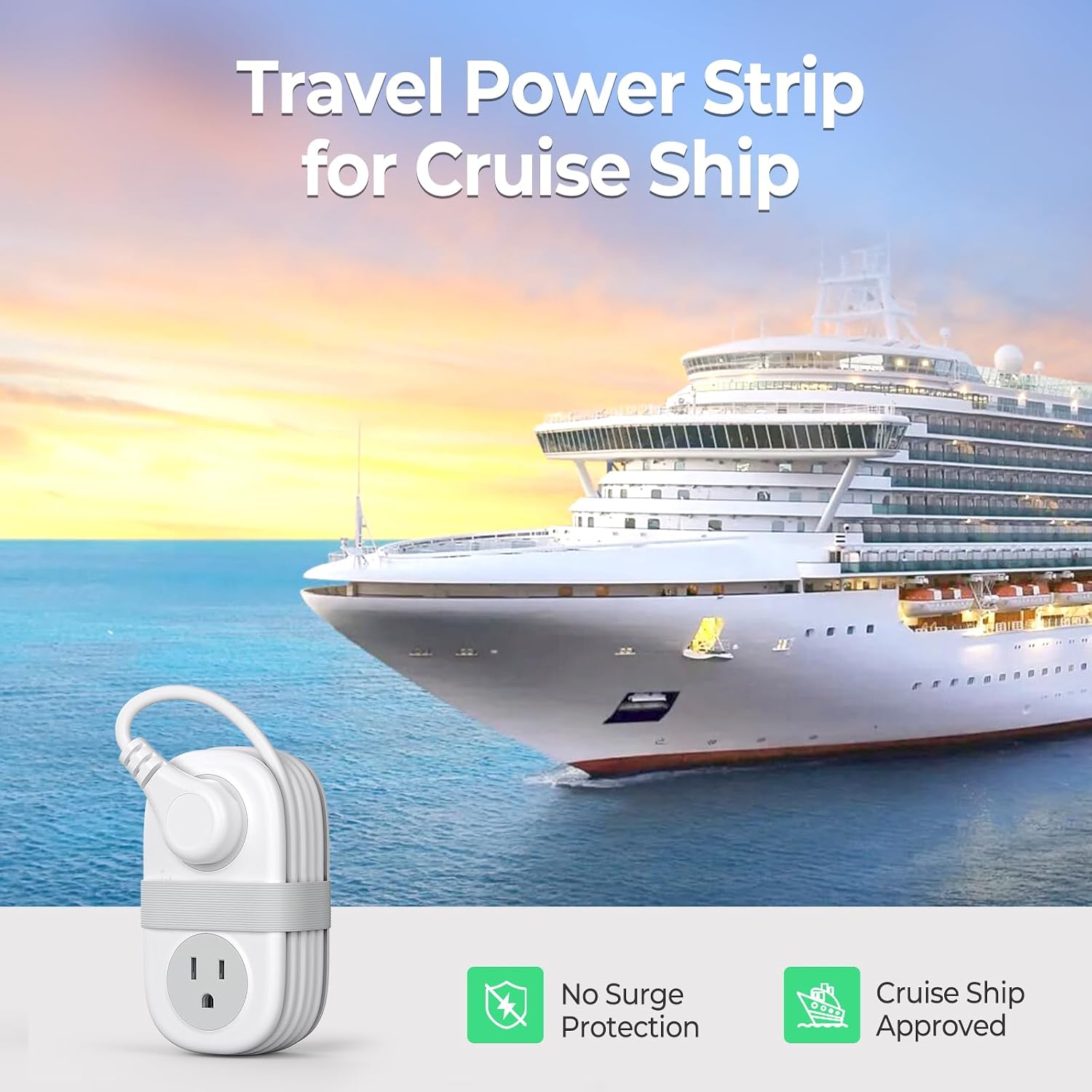 ORICO Cruise Approved Travel Power Strip, 4FT Wrap-Around Extension Cord