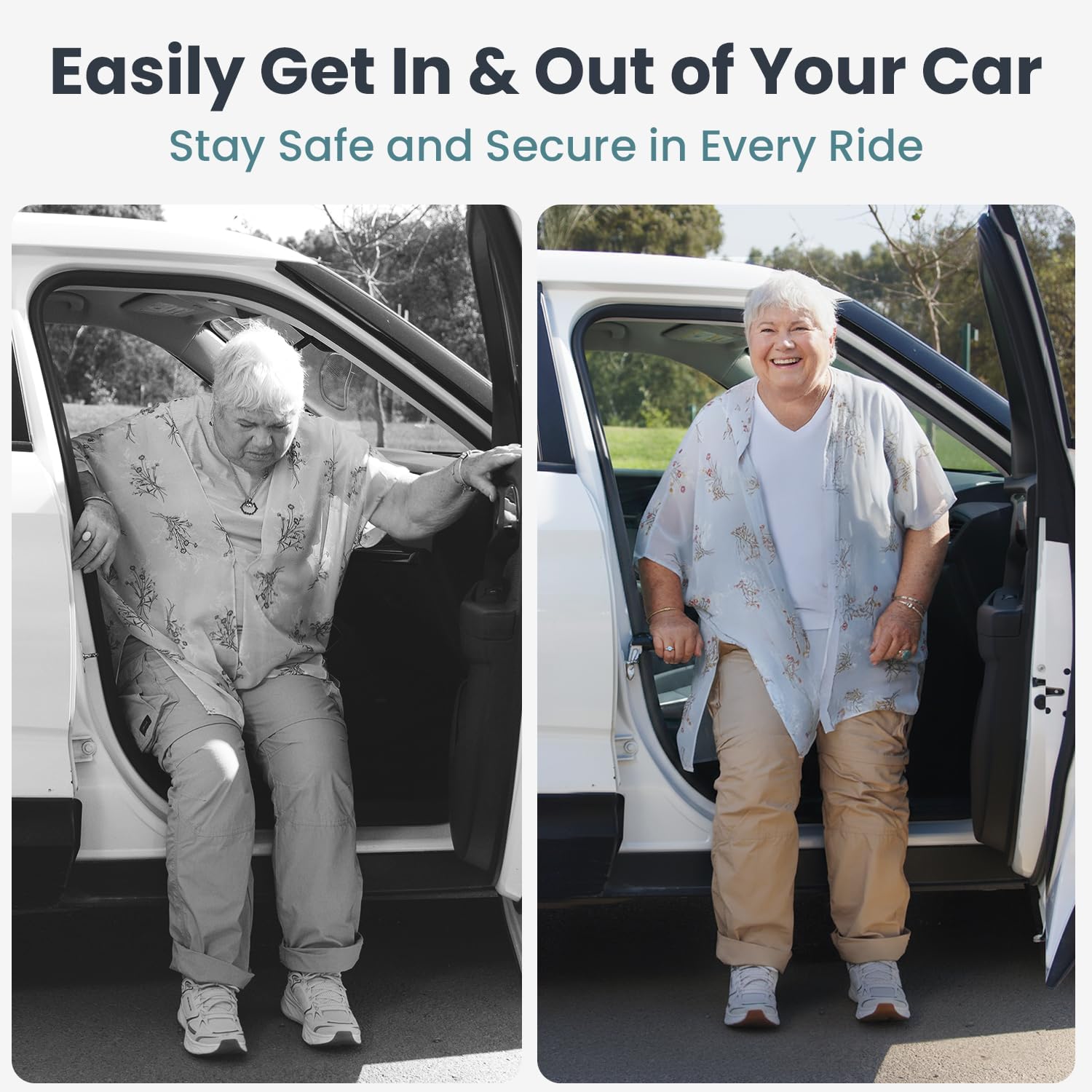 PELEGON Car Door Handle for Elderly (1 Pack) Car Cane Assist Handle with Anti-Slip Grip, Steel Hook for Secure Latch Fit, Supports Up to 300 lbs, Easy Tool-Free Use