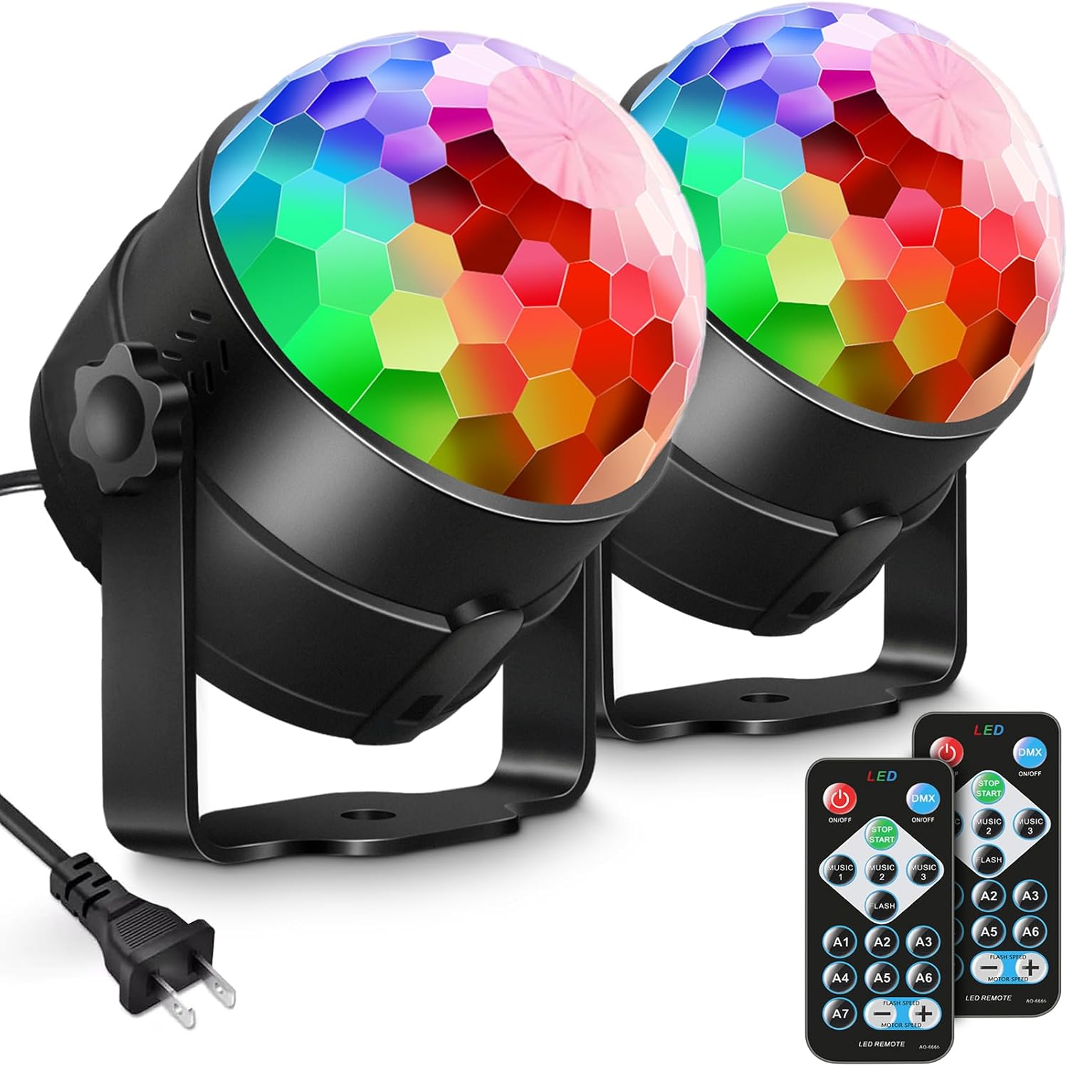 Luditek 2-Pack Sound Activated Party Lights with Remote, Disco Ball Strobe