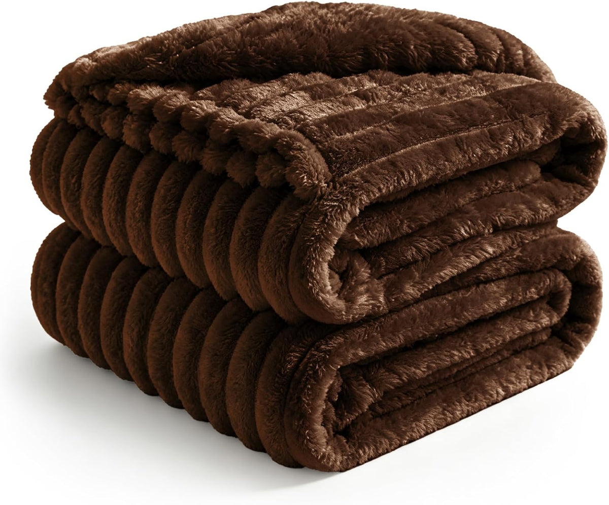 BEDELITE Ribbe Blankets Queen Size for Bed, Chocolate Brown, 90"x90"