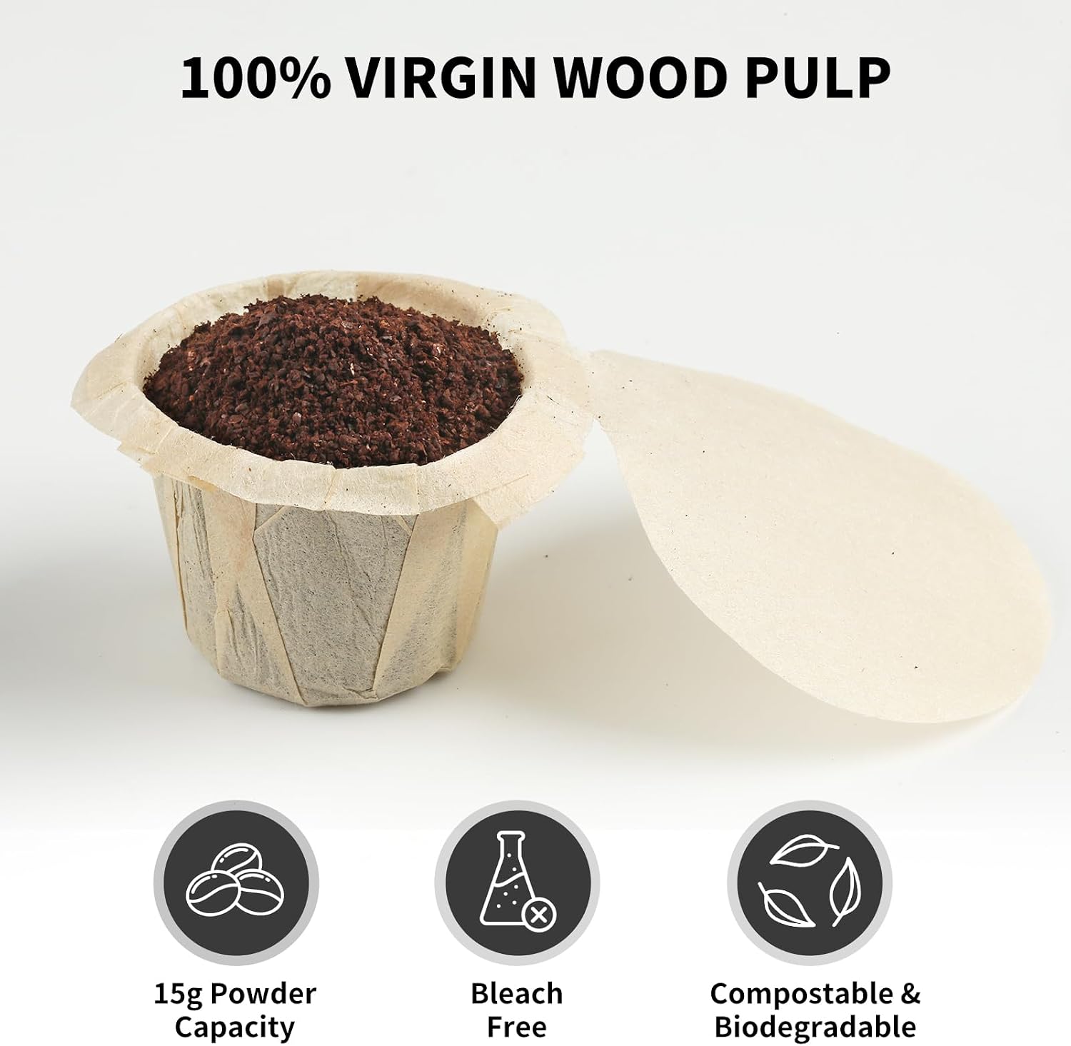 Fanativita 300ct K Cup Coffee Filters with Genius Lid, Unbleached