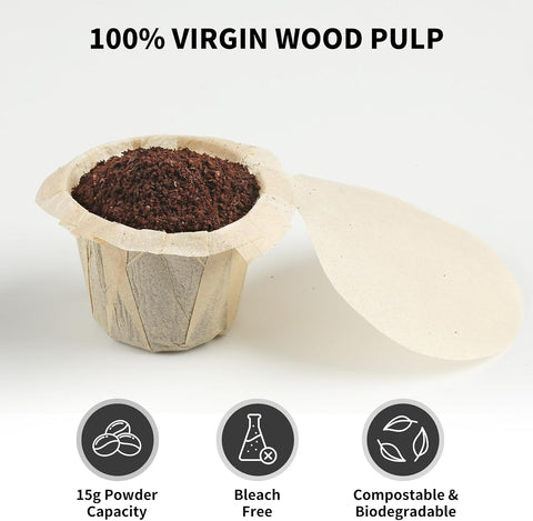 Fanativita 300ct K Cup Coffee Filters with Genius Lid, Unbleached