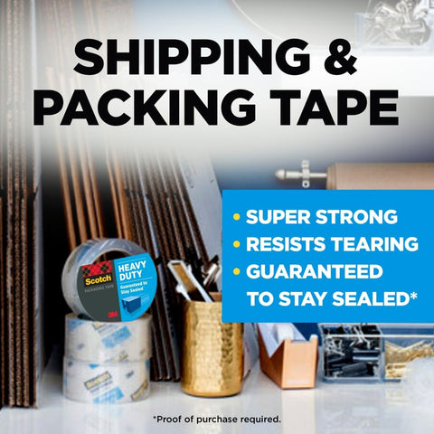 Scotch Heavy Duty Packing Tape Refill, 1.88 in x 54.6 yd, 18 Rolls