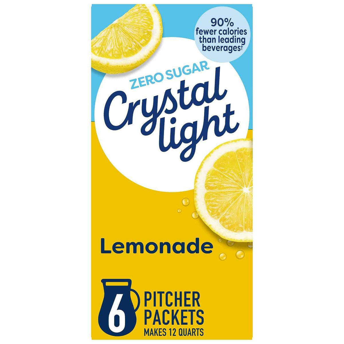Crystal Light Lemonade Naturally Flavored with other natural flavor Powdered Drink Mix, 72 ct Pitcher Packets, 12 Canisters of 6 Pitcher Packets