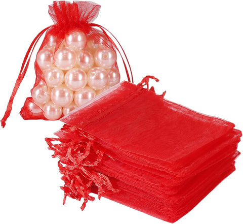 HRX Package 100pcs Organza Jewelry Bags 3x4 in Small Mesh Bags Drawstring