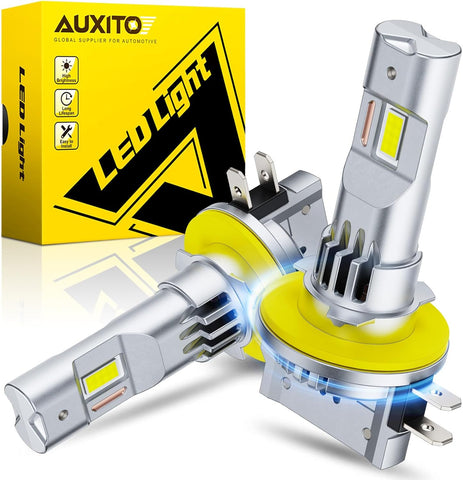 AUXITO H11B LED Bulb, 900% Ultra-Bright, 6500K White Light, Plug and Play, Long Lifespan, No Flicker, 99% Compatibility, 2PCS