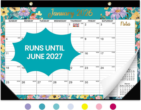 Taja Desk Calendar 2026-2027, Runs Until June 2027, 21-Month, 17" x 12"