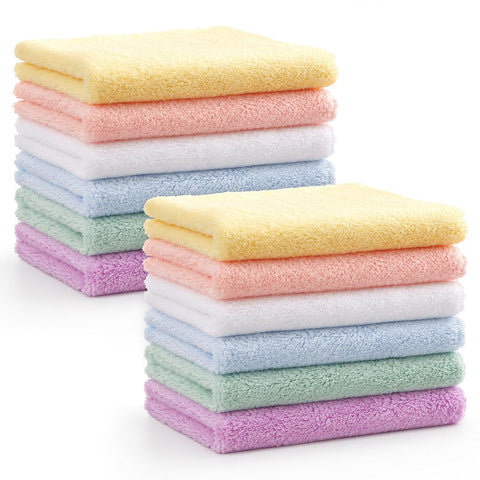 HOMEXCEL Baby Washcloths 12 Pack Microfiber Coral Fleece 11.5 x 11.5 Inch