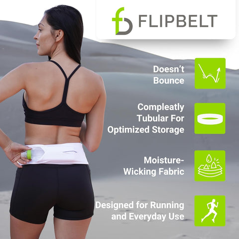 FlipBelt Classic Running Belt, Phone Holder for Running, Money Belt Pouch