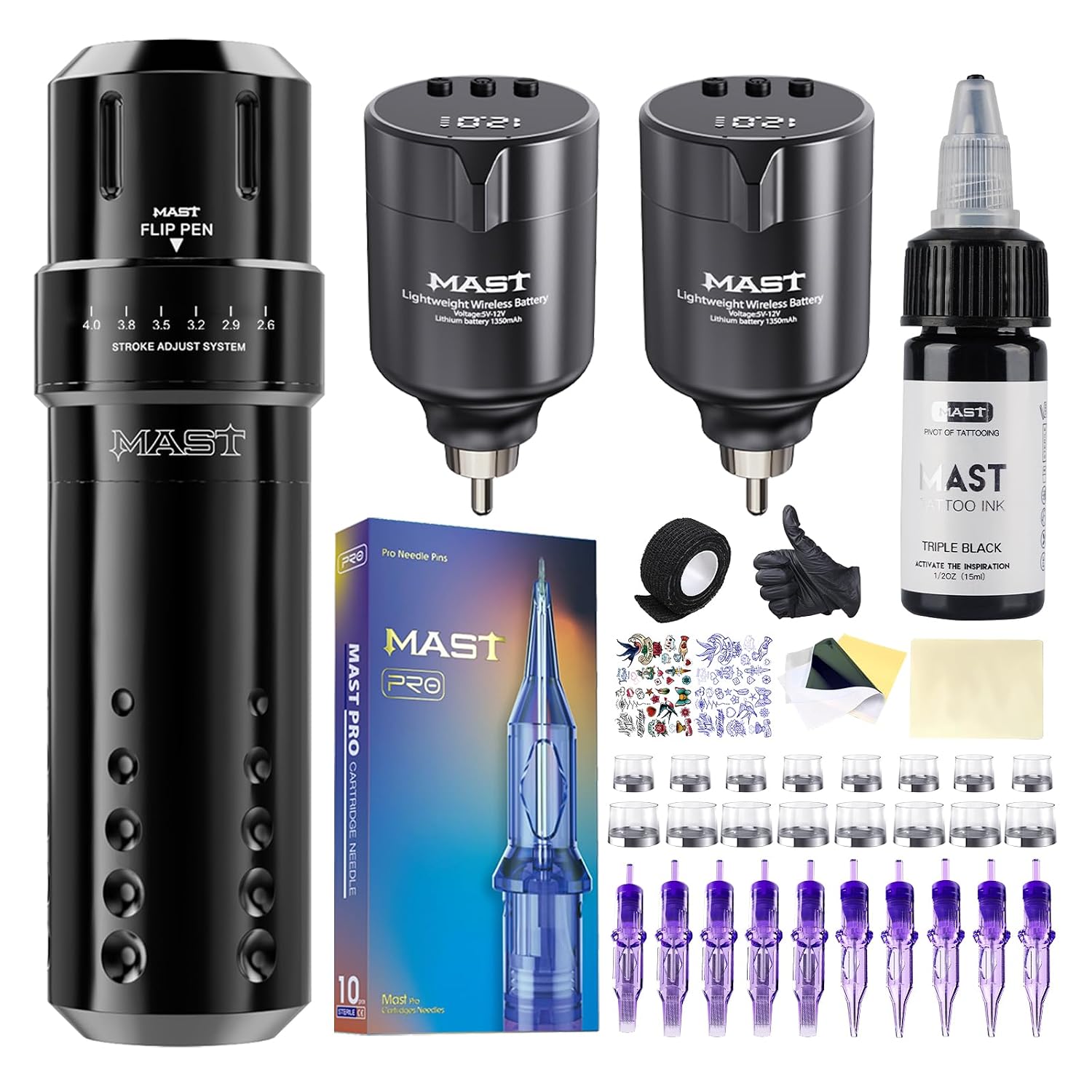 Mast Tattoo Flip Corded & Cordless Tattoo Gun Kit Rotary Tattoo Machine