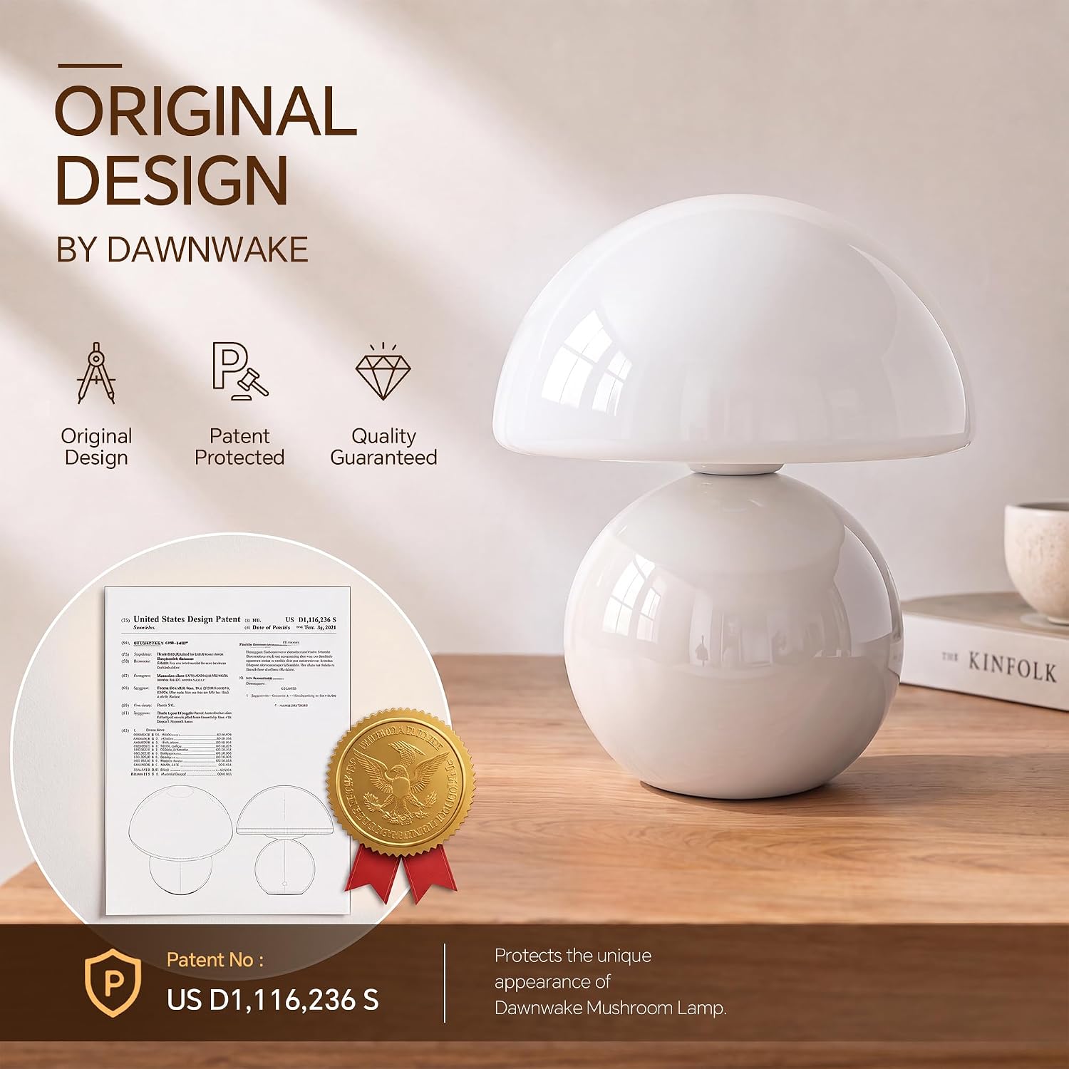 Dawnwake Mushroom Lamp Table Lamps Set of 2 for Bedroom Living Room,White