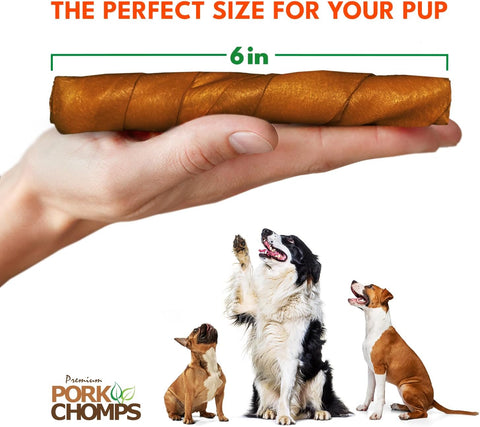 Pork Chomps Roasted Pork Skin Dog Chew 6in Twists 15ct