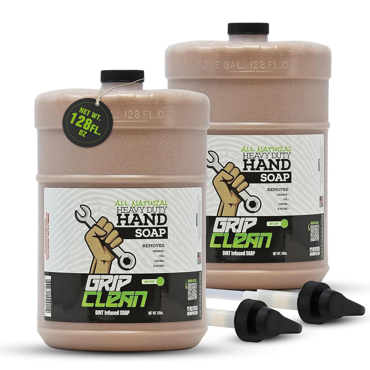 Grip Clean Heavy Duty Hand Cleaner For Mechanics, Natural Pumice, 2 Gallons