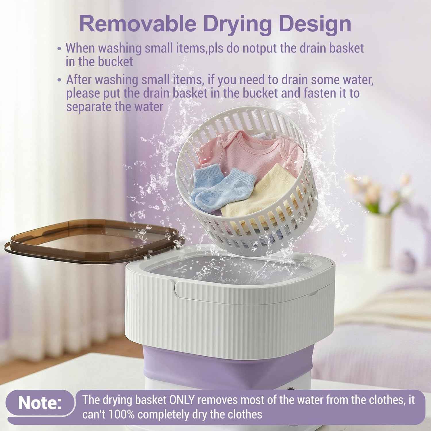 Portable Clothes Washing Machines,16L Foldable Mini Laundry Machine with Spinner Basket,3 Cleaning Modes for Small Baby, Underwear, Socks,Ideal for Home,Travel,Dorms,Camping,Hotel and Apartment BZ