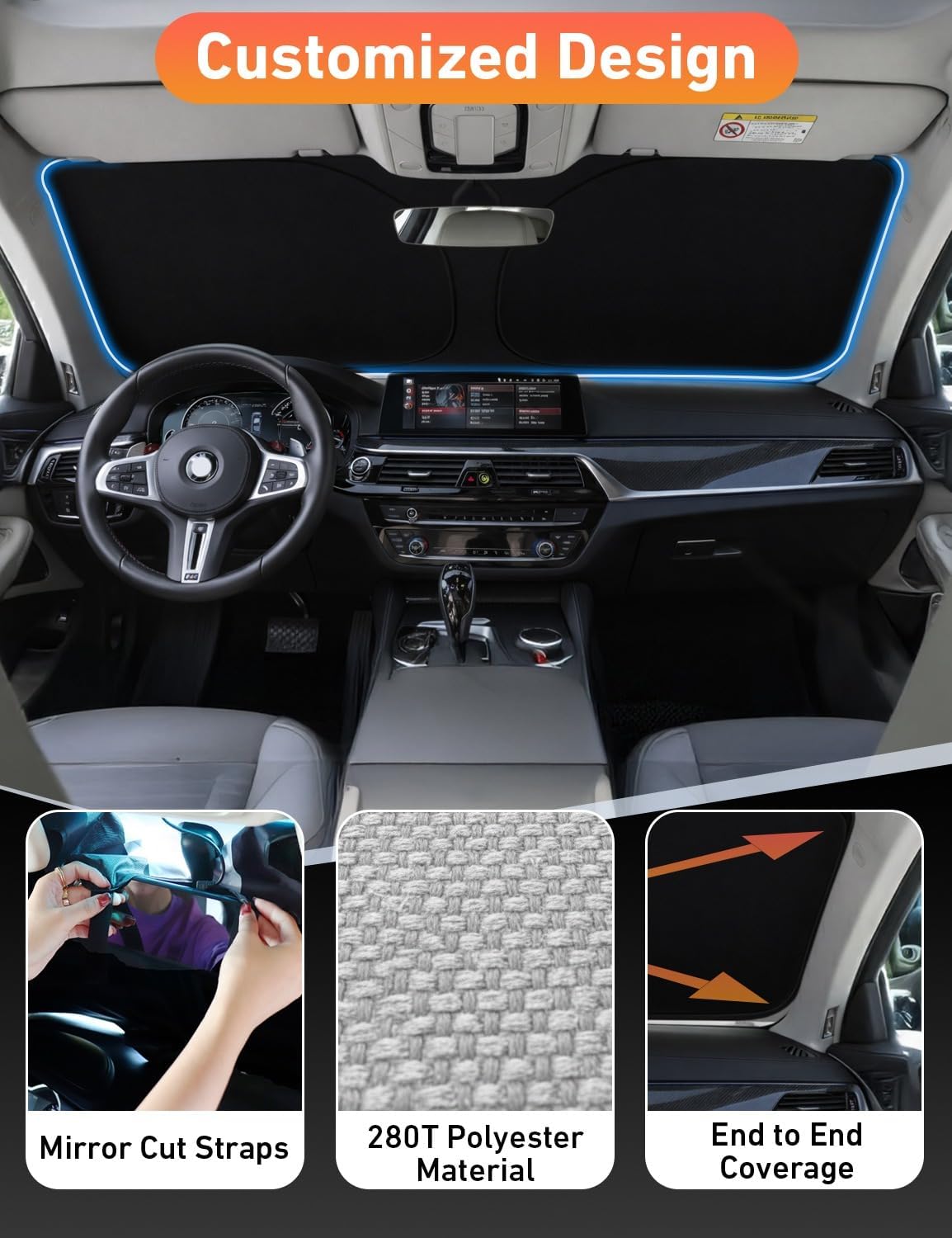 EcoNour Windshield Sunshade Compatible for Dodge Ram 1500 2011-2017 2018