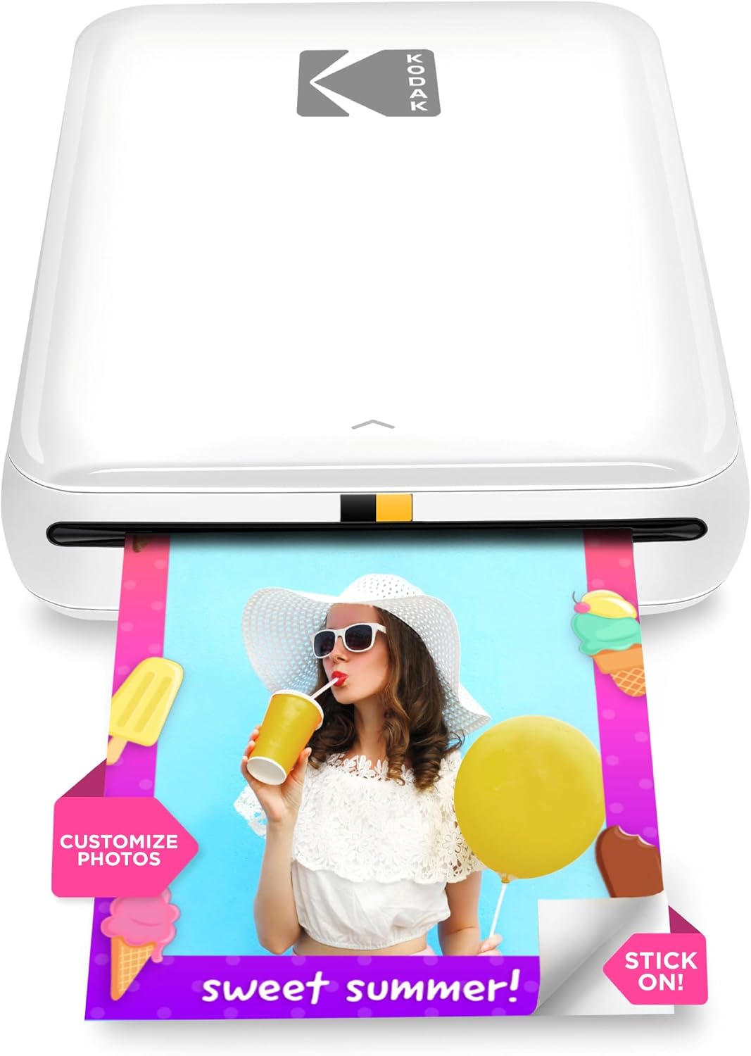 KODAK Step Instant Smartphone Photo Printer, Portable Mini Color Wireless Mobile Printer, Zink 2x3” (5.1x7.5 cm) Sticky-Back Photos, Bluetooth Compatible with iOS & Android Devices, Editing App, White