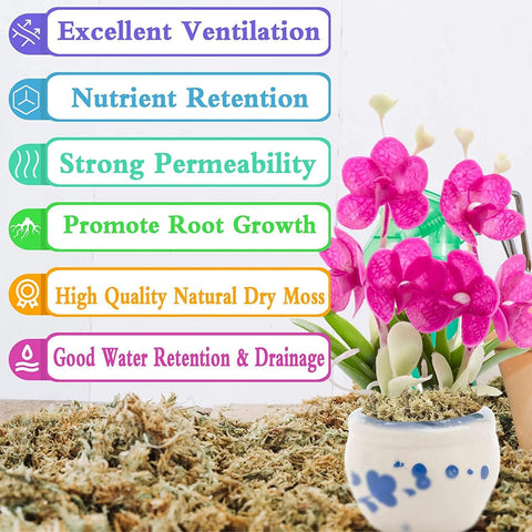 Legigo 5.3OZ Sphagnum Moss for Plants - 6QT Natural Long Fibers Orchid Moss